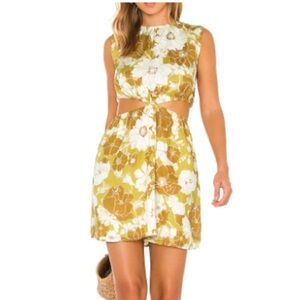 Faithfull The Brand La Pineta Linen Cut Out Sleeveless Mini Dress